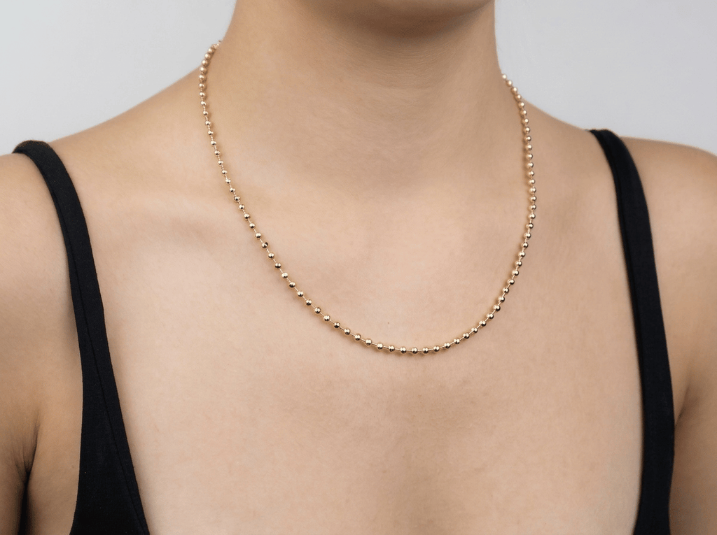 14K Top Zincir Çelik Kolye