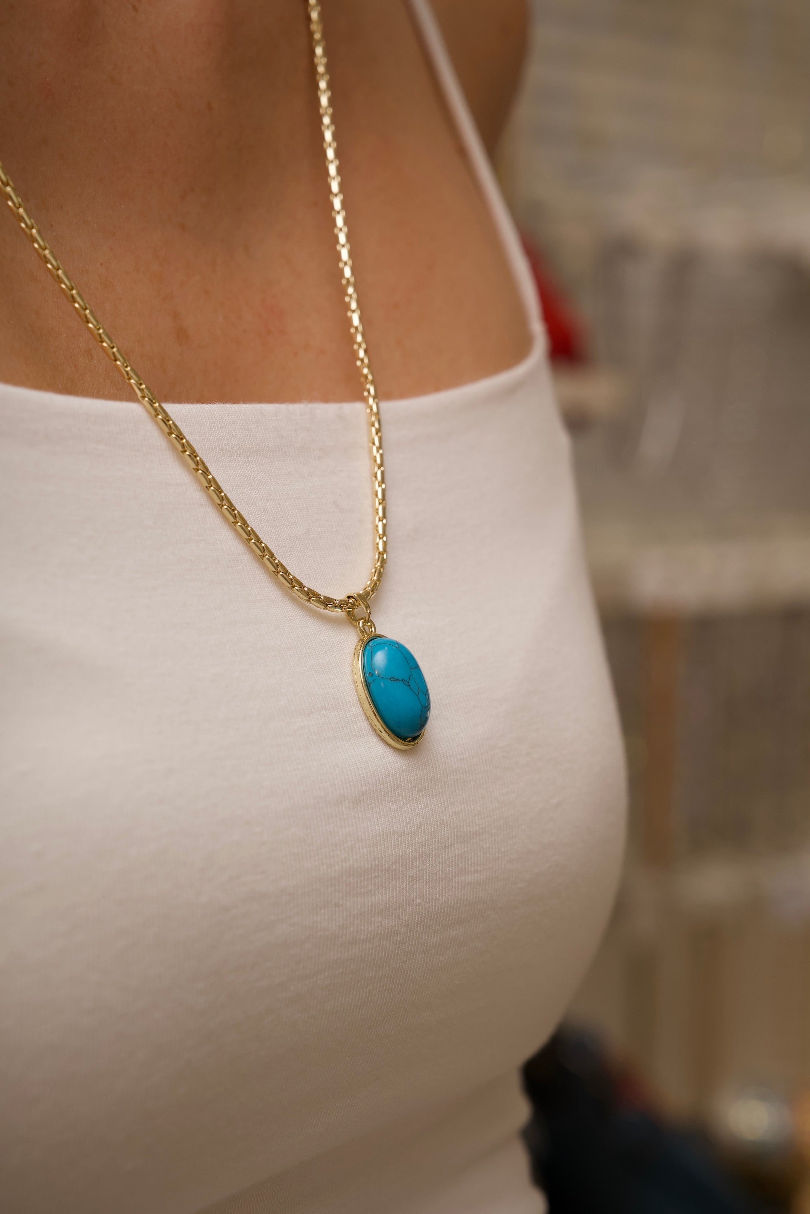 Turkuaz Uçlu Kolye