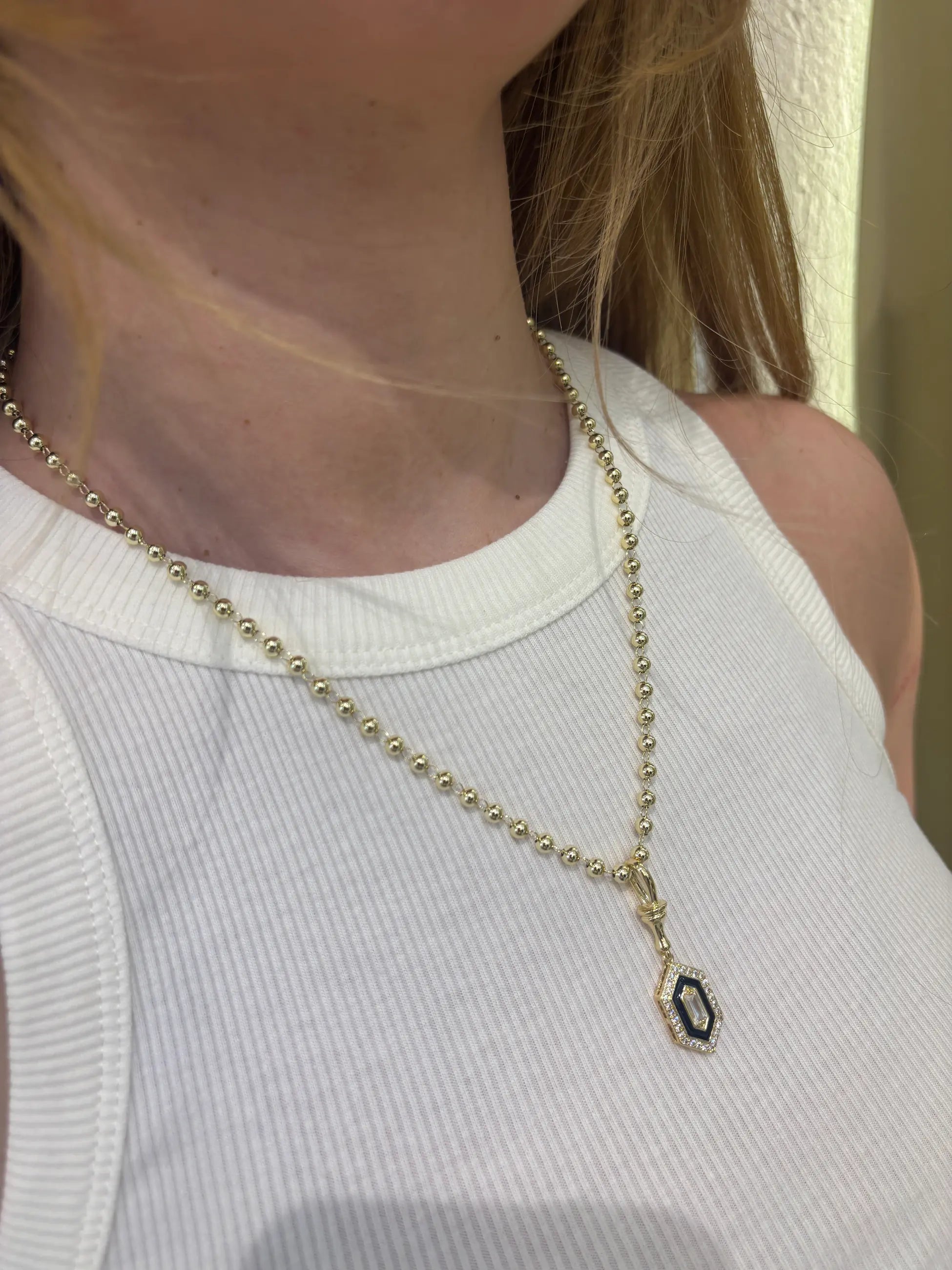14K Gold Kaplama Boncuklu Kolye